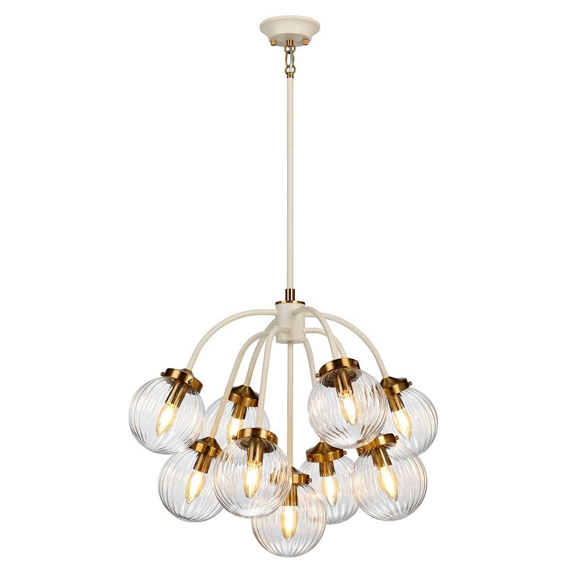Elstead Lighting / Pendant Lights / Cosmos 9 Light Pendant - Cream Painted and Aged Brass