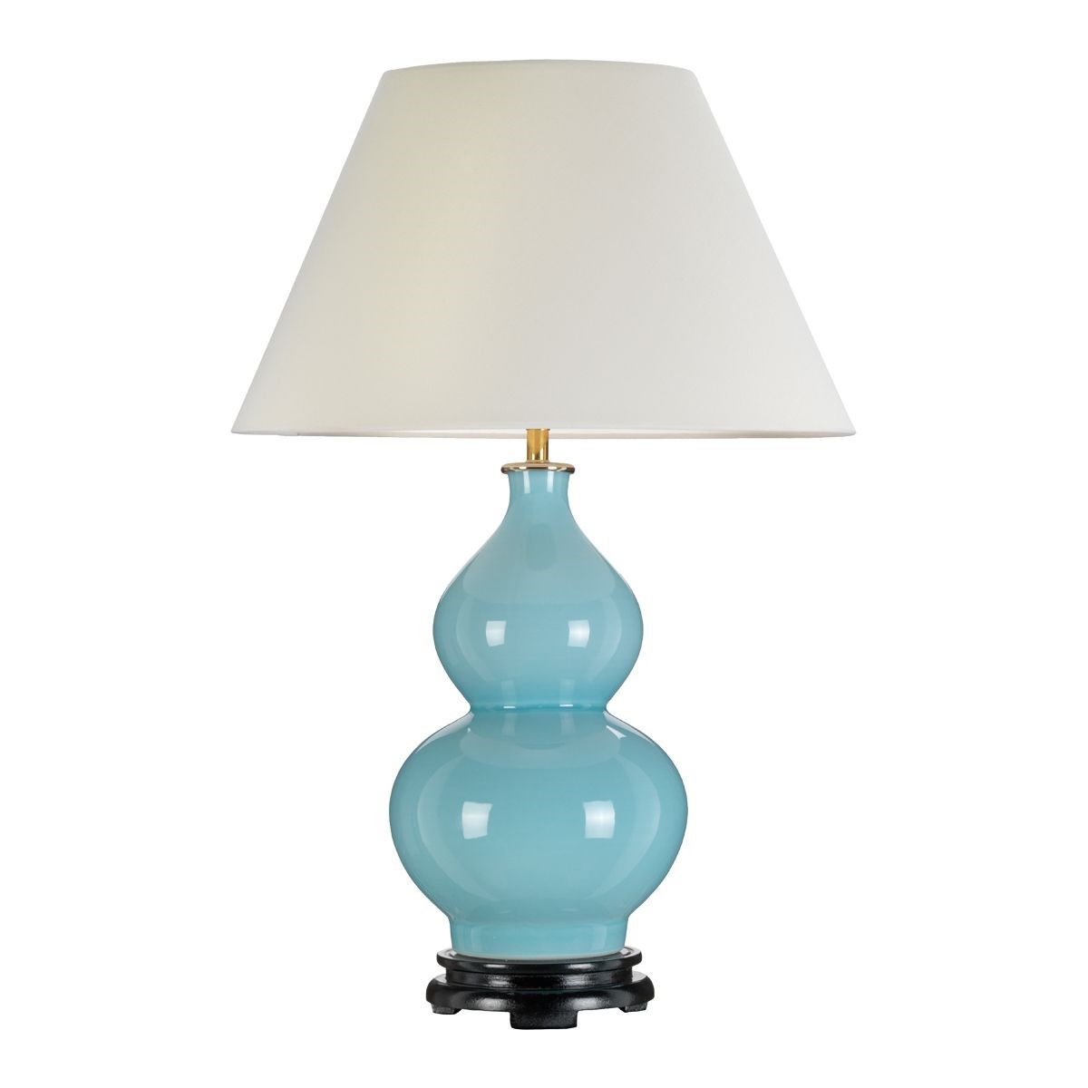 Elstead Lighting / Table Lamps / Harbin Gourd 1 Duck Egg Blue with Off-White Shade
