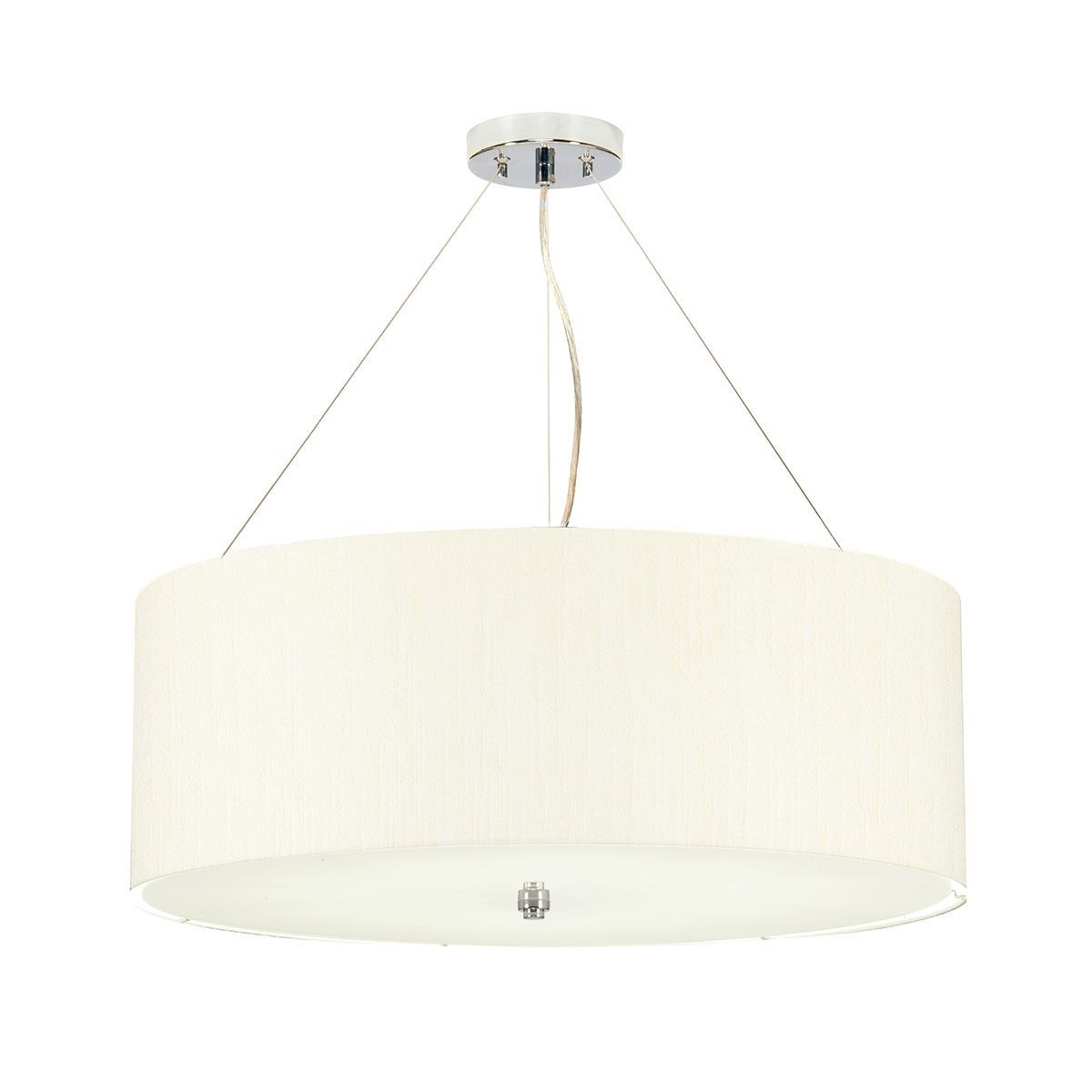 Elstead Lighting / / Pearce 22"" Pendant with Polished Chrome Ceiling Pan - Polished Chrome with Ivory Shade