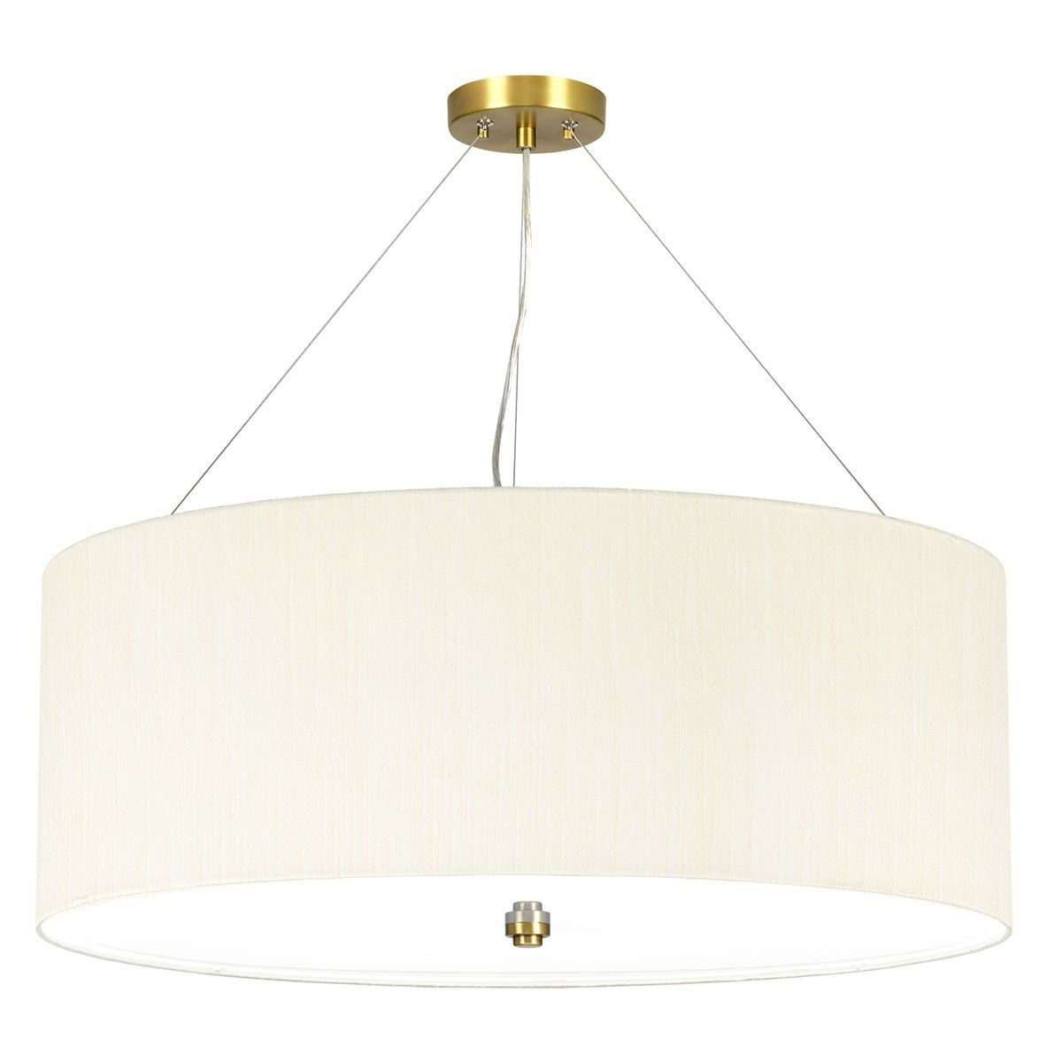 Elstead Lighting / / Pearce 26"" Pendant with Aged Brass Ceiling Pan - Aged Brass with Ivory Shade
