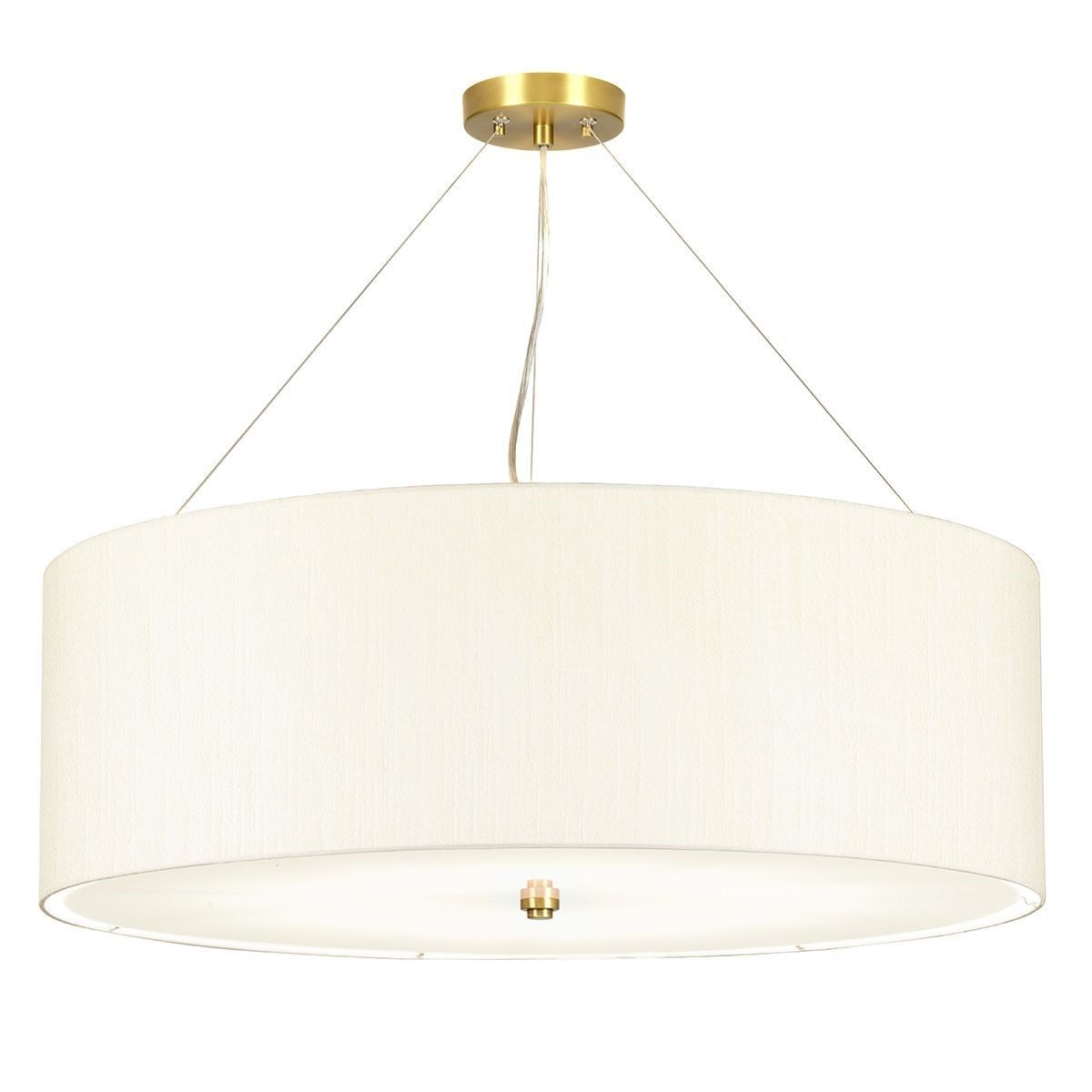 Elstead Lighting / / Pearce 34"" Pendant with Aged Brass Ceiling Pan - Aged Brass with Ivory Shade