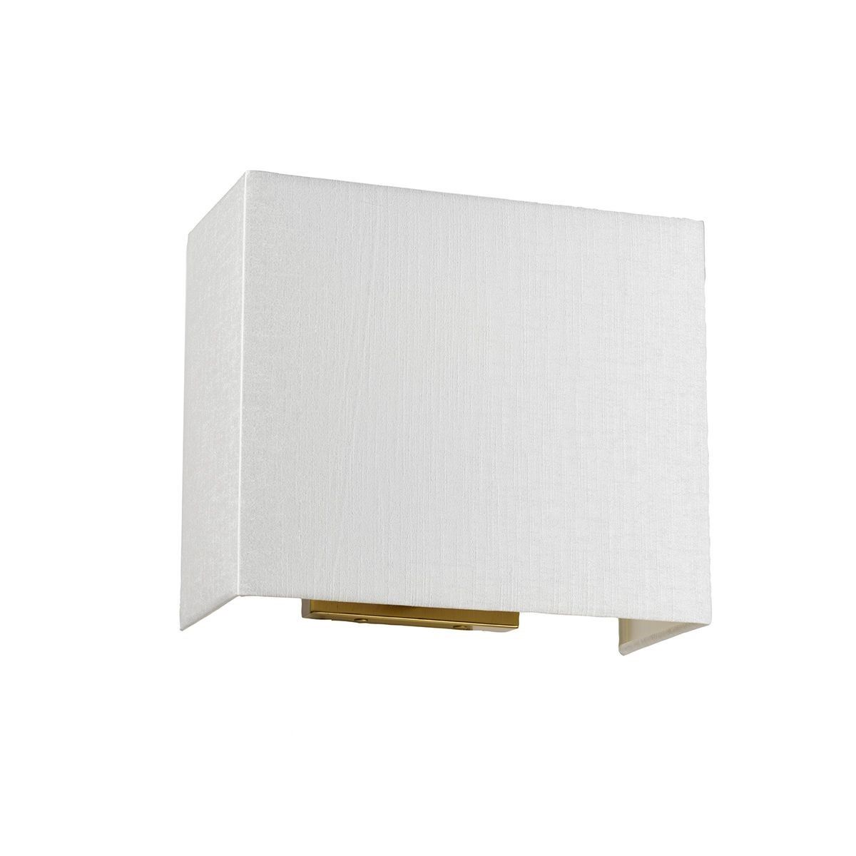 Elstead Lighting / Wall Lights / Riley Medium Rectangular with Aged Brass Back Plate & Ivory Shade