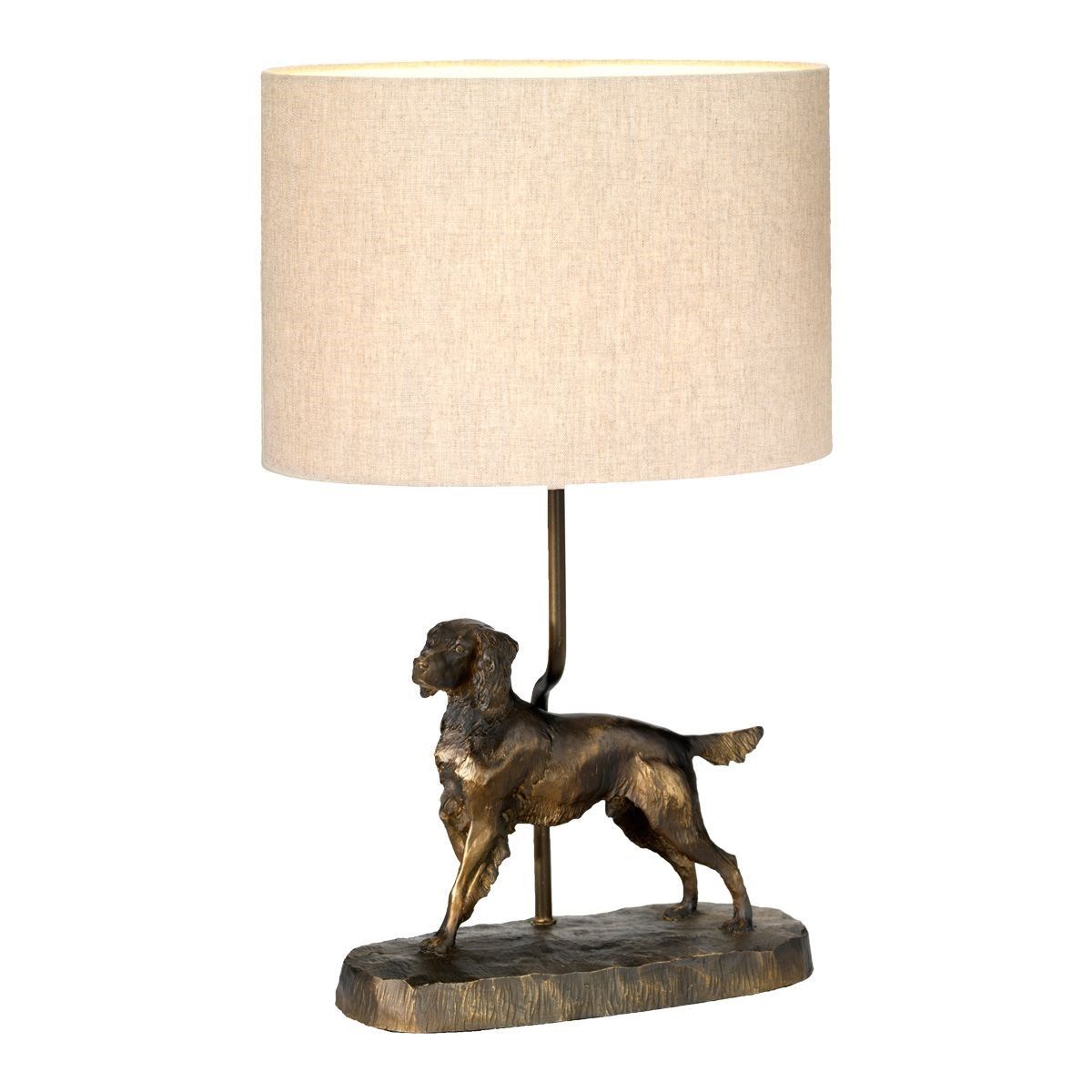 Elstead Lighting / Table Lamps / Rufus 1 Bronze Patina with Natural Shade