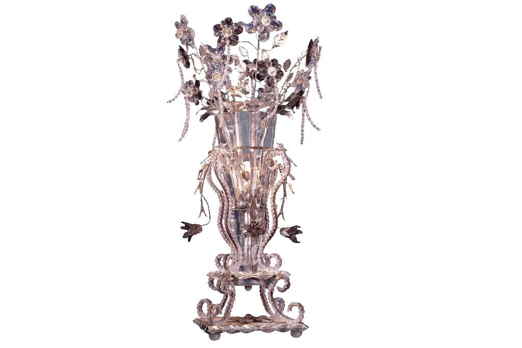 Mechini / Table Lamps / Wrought Iron with Crystal Vase F788/1