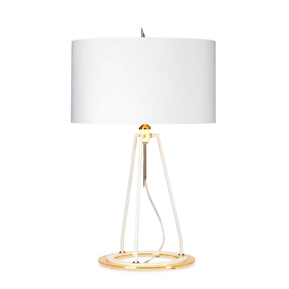 Elstead Lighting / Table Lamps / Ferrara White with Metallic Gold Lining Shade