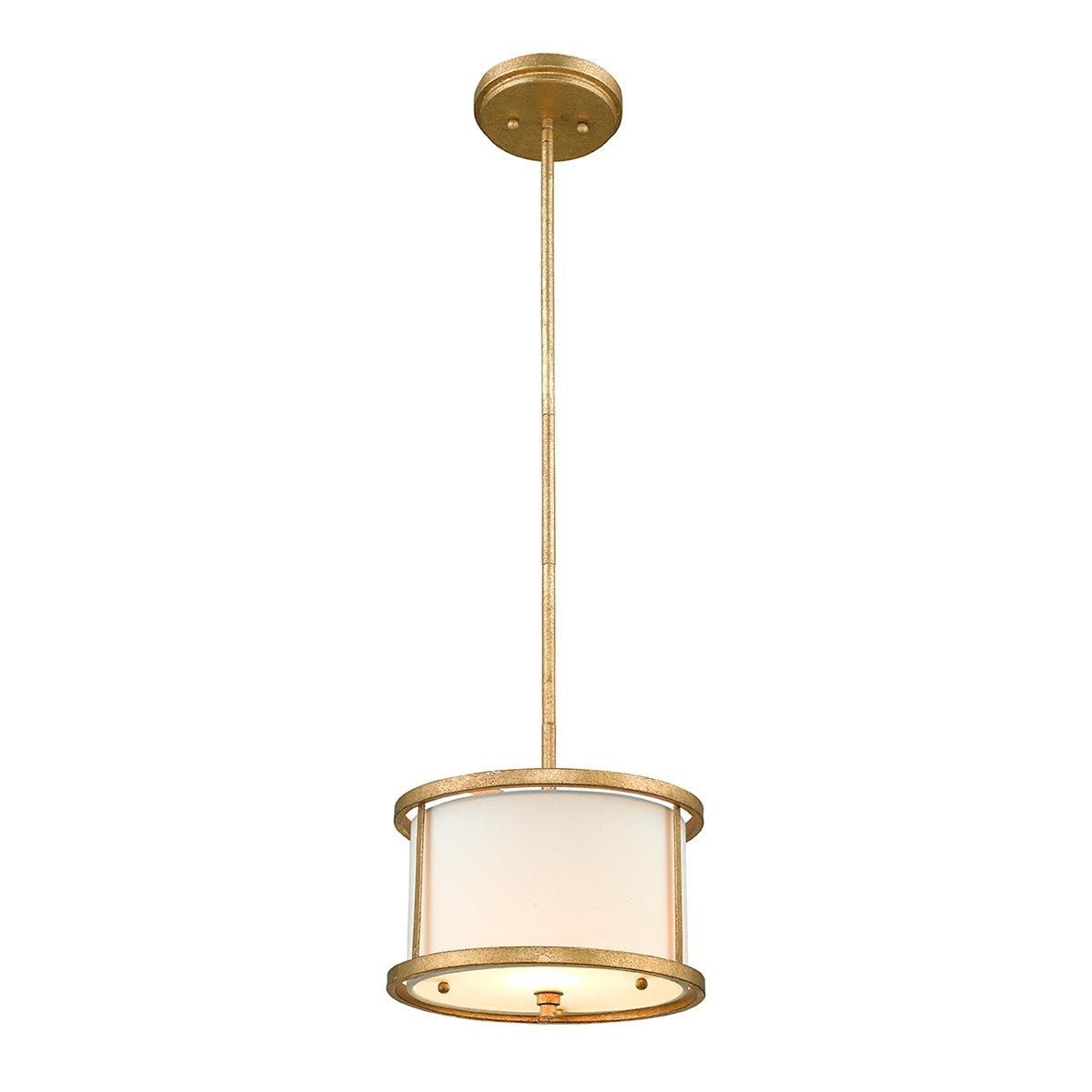 Elstead Lighting / Pendant Lights / Lemuria 1 Duo-Mount Mini Distressed Gold & Ivory Shade