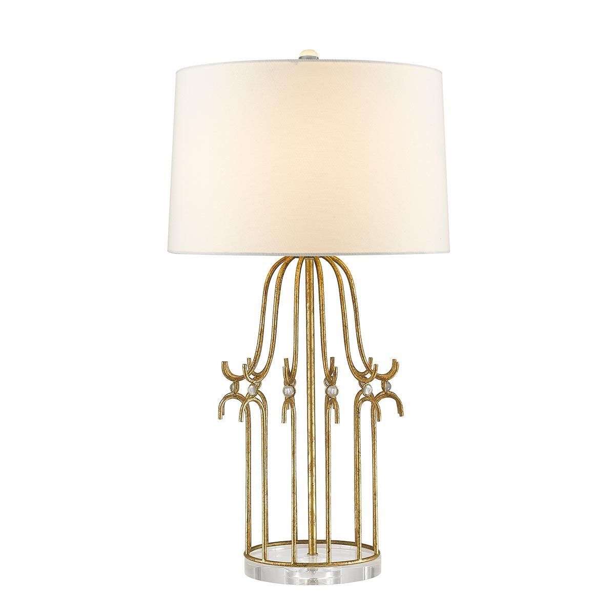 Elstead Lighting / Table Lamps / Stella 1 Distressed Gold with Cream Shade