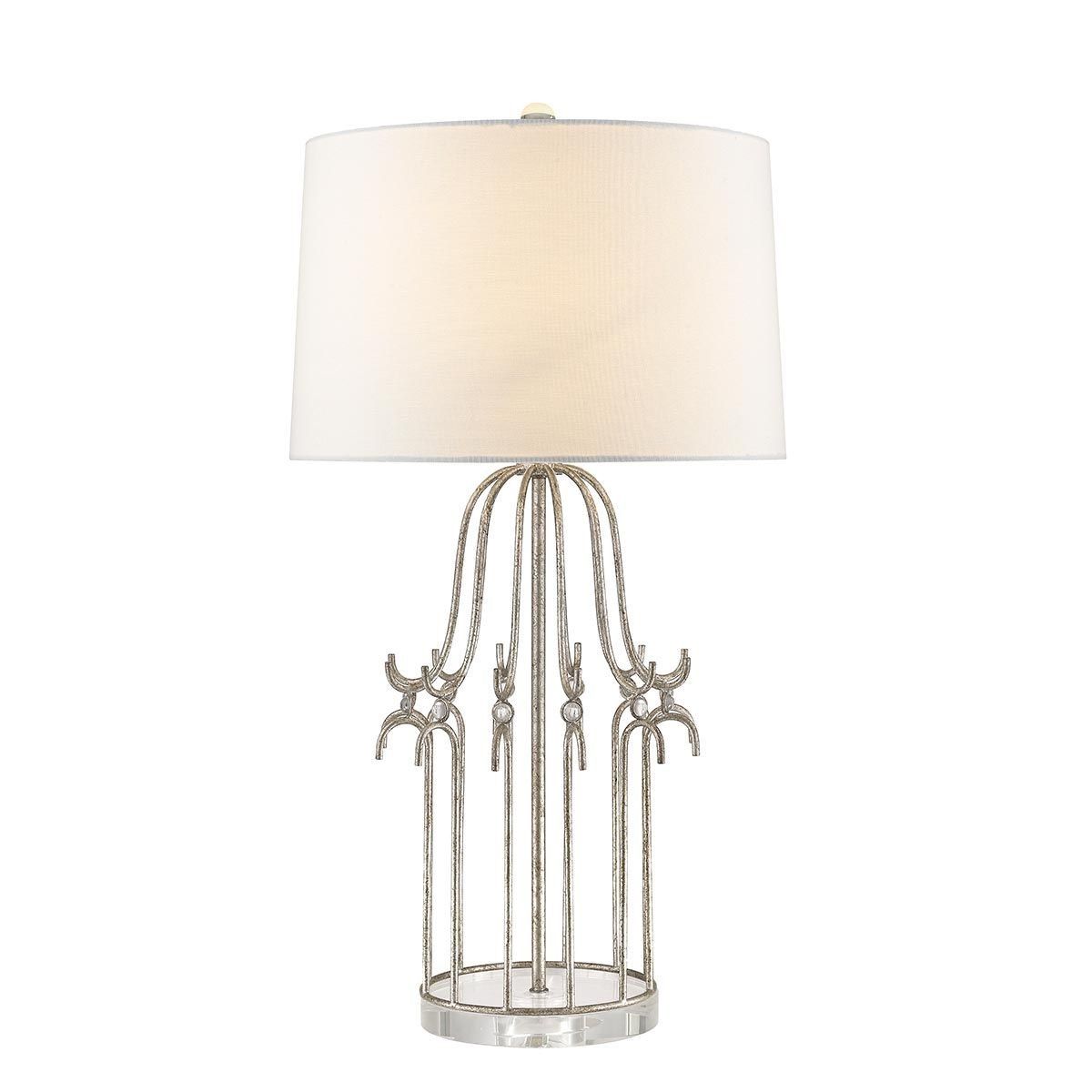 Elstead Lighting / Table Lamps / Stella 1 Distressed Silver with Cream Shade