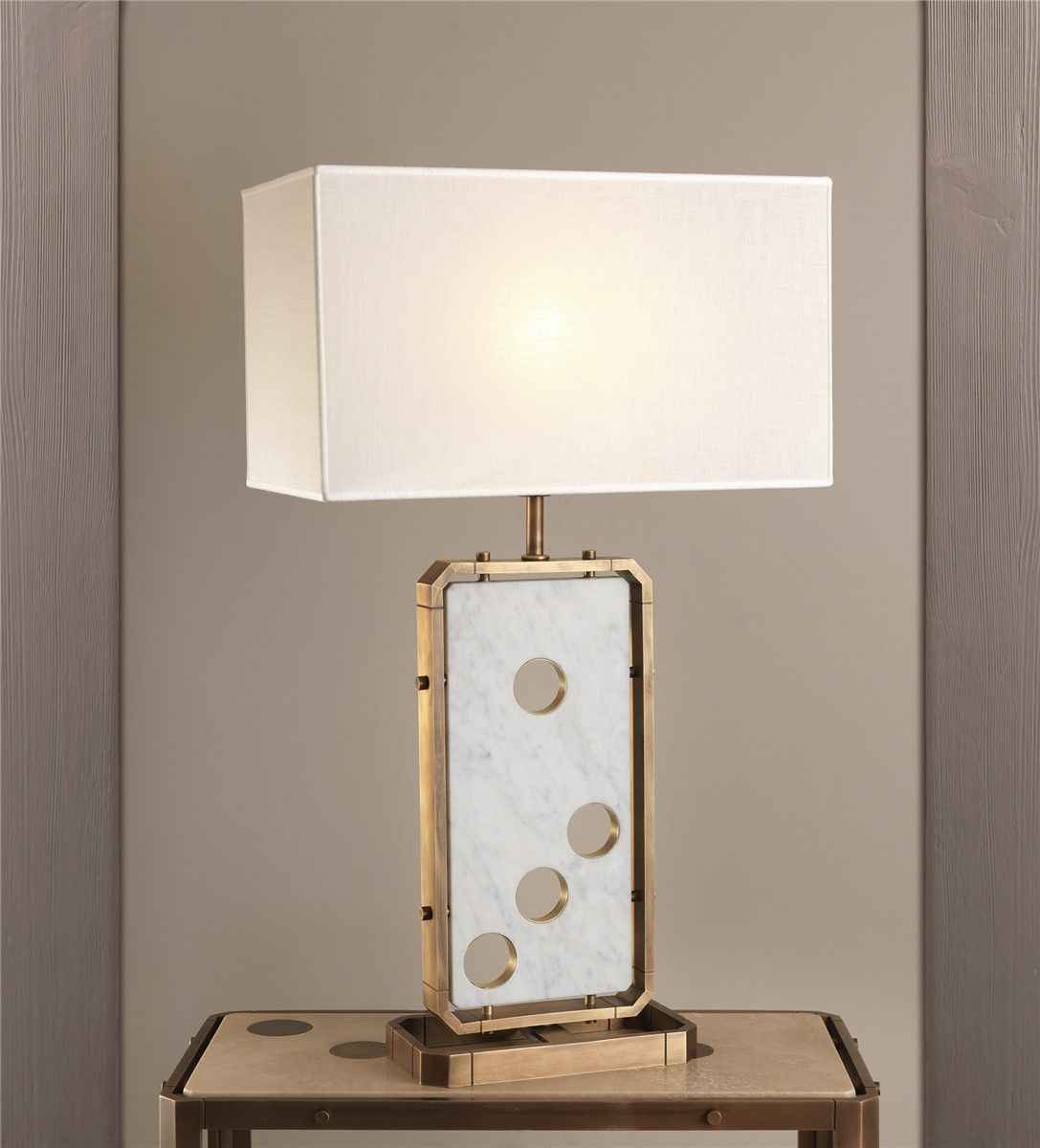 Officina Ciani / Bordslampor / Brass and Wood HL1076TA-1 Domino