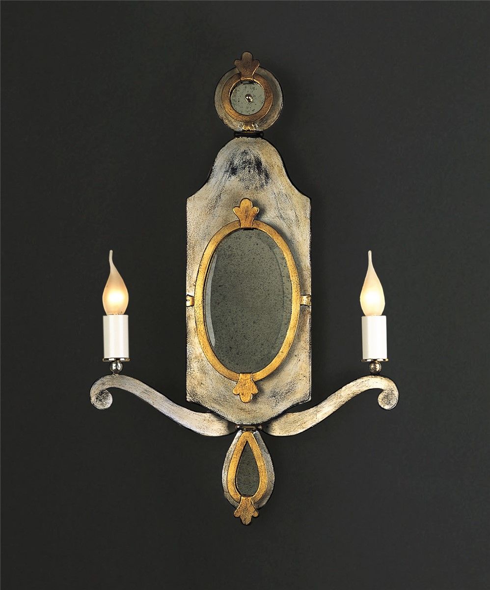 Officina Ciani / Vägglampetter / Iron with Antiqued Mirror HL1111WA-2 Delphi
