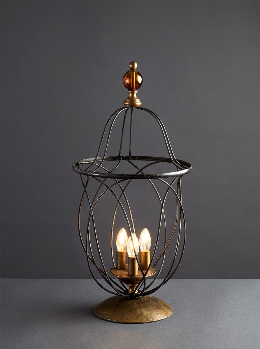 Officina Ciani / Bordslampor / Iron Rod HL1114TA-3 Palla ambra