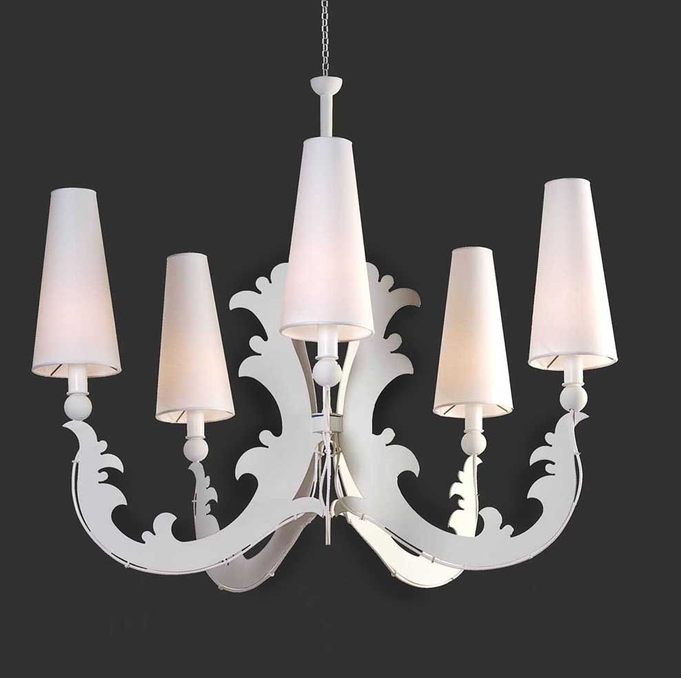 Iron Chandelier with Conical Shades HL1128CH Fregio by Officina Ciani