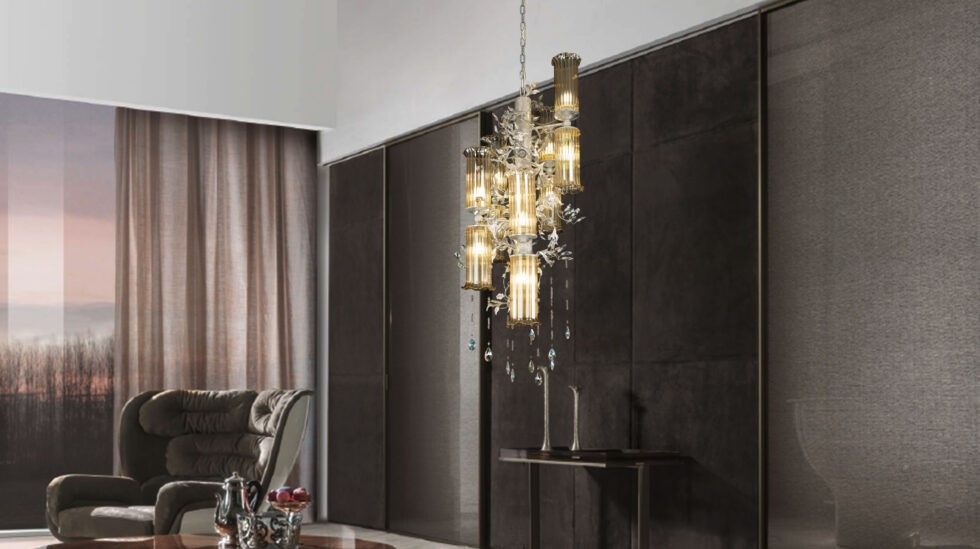 Mechini / Chandeliers / Wrought Iron and White Crystal Balls L-MEK11/10