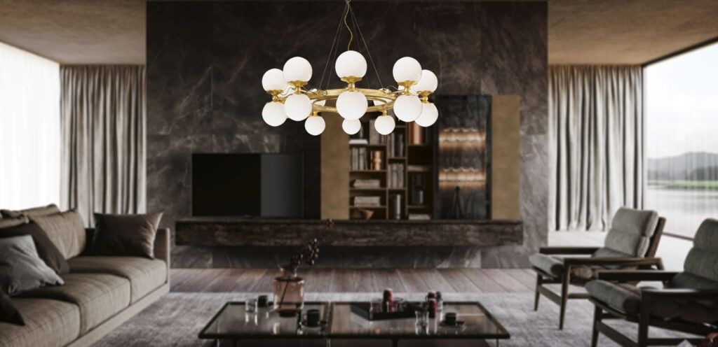 Mechini / Chandeliers / Naked in Wrought Iron and White Crystal Balls L-MEK13/20