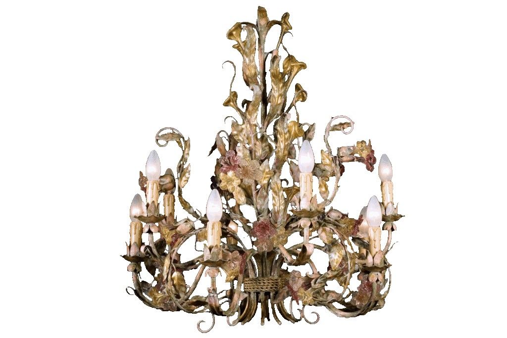 Mechini / Ceiling Lights / Wrought Iron with Murano Glass 10 Lights L186/10