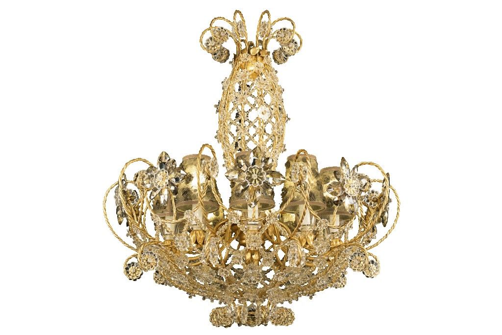 Mechini / Chandeliers / Colored Bohemian Crystal & Silk Lampshades L315/10