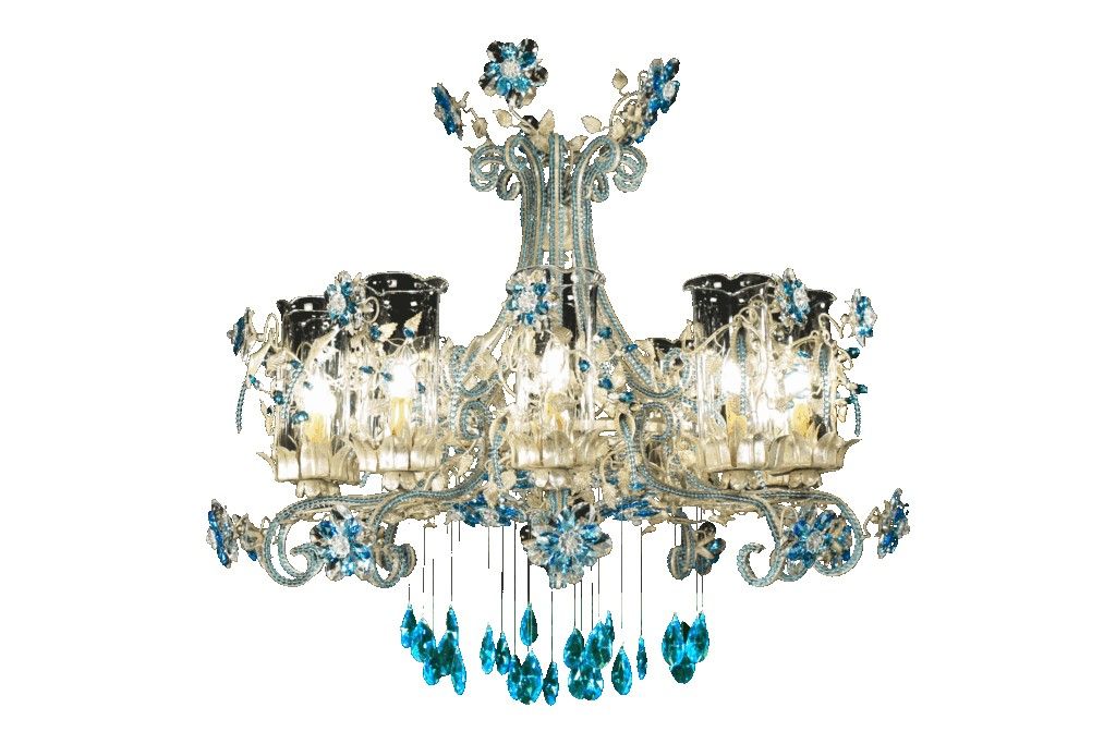 Mechini / Chandeliers / Coloured Bohemian Crystal and Crystal Lampshades L802/10 MH