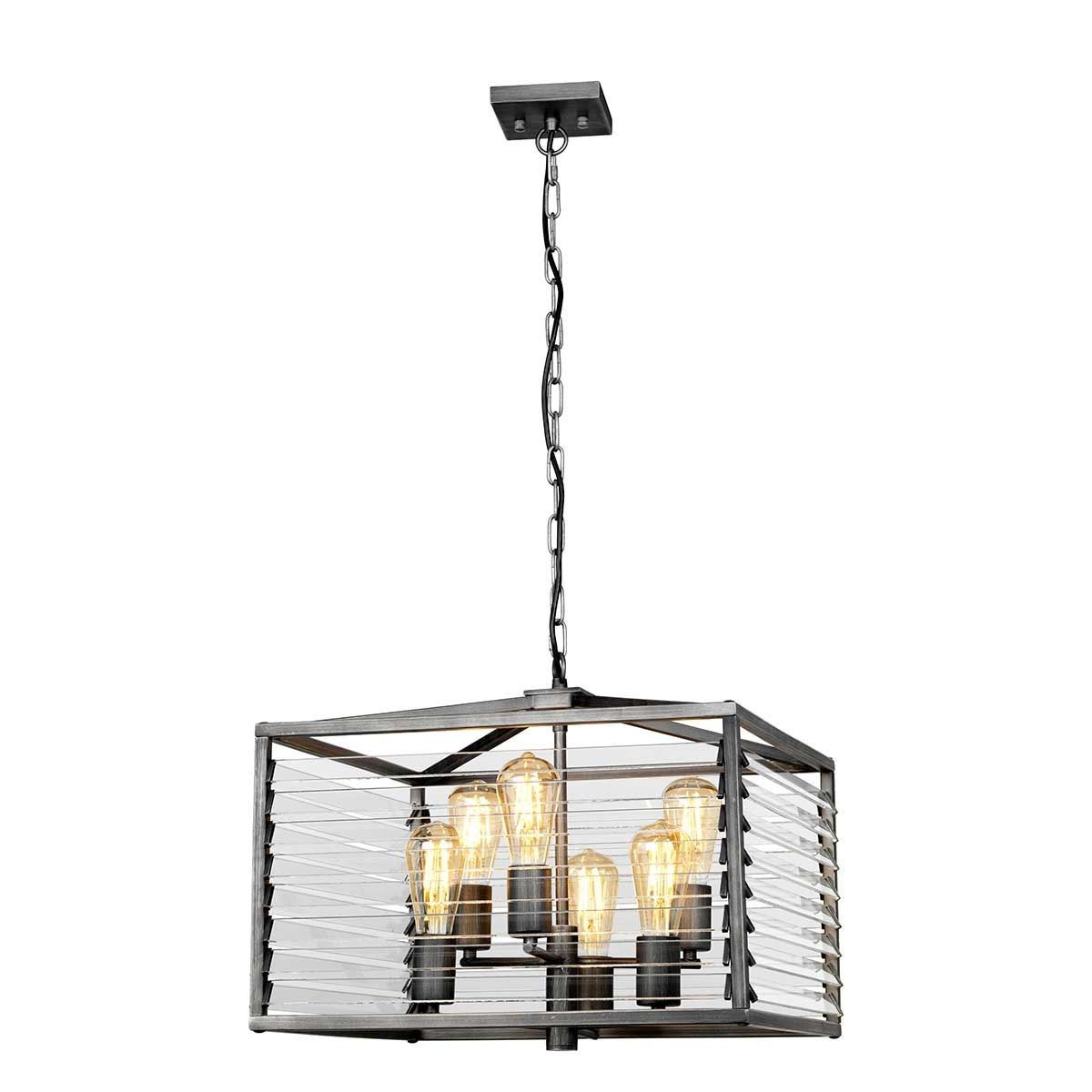 Elstead Lighting / / Louvre 6 Light Pendant - Painted Gunmetal