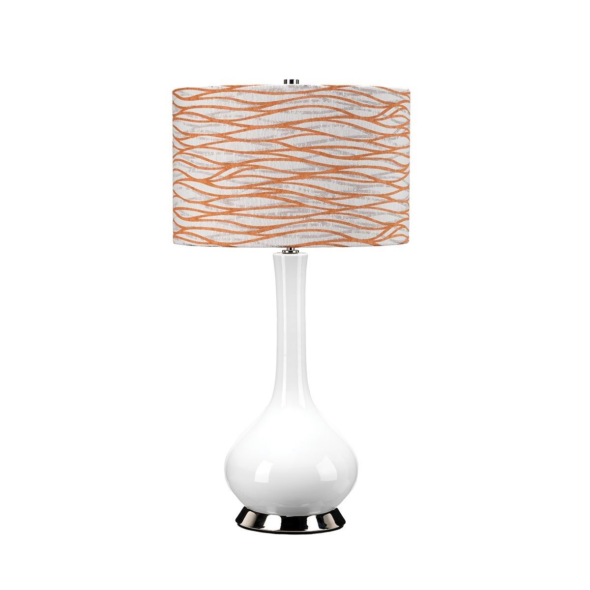 Elstead Lighting / Table Lamps / Milo 1 Polished Nickel & White & Orange
