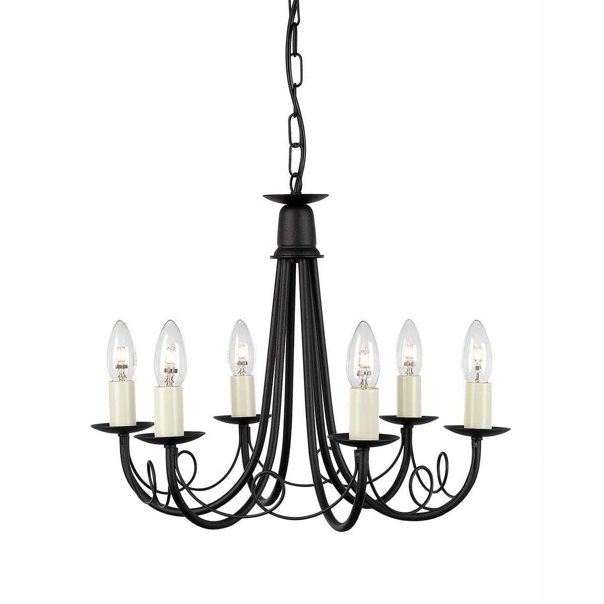 Elstead Lighting / Chandeliers / Minster 6 Light Chandelier - Black
