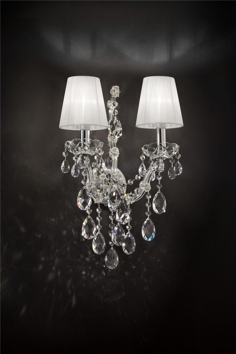 Italian Luxury Lighting / Wall Sconces / Maria Theresa with Lampshade 2 Lights OPERA 002O