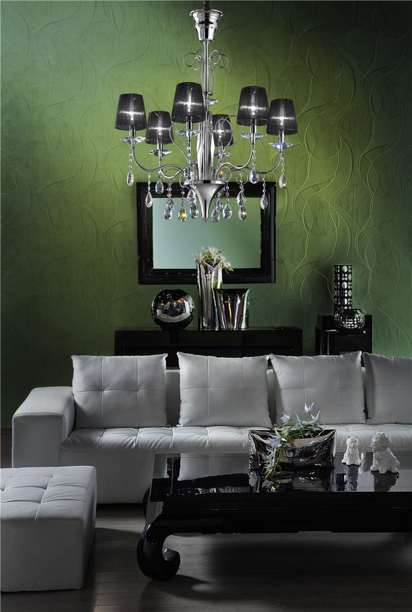 Italian Luxury Lighting / Chandeliers / Orchidea Crystal 6-Light With Lampshades ORC2500 006