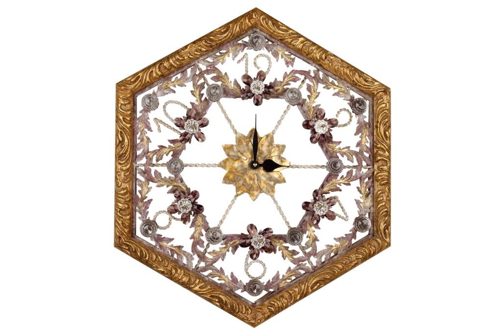 Mechini / Wall Clocks / Clear and Colored Bohemian Crystal Orologio Esagonale