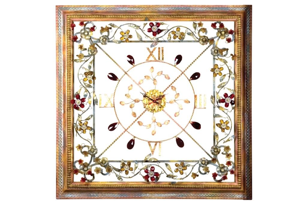 Mechini / Wall Clocks / Coloured Bohemian Crystal & Murano Glass Orologio Quadrato