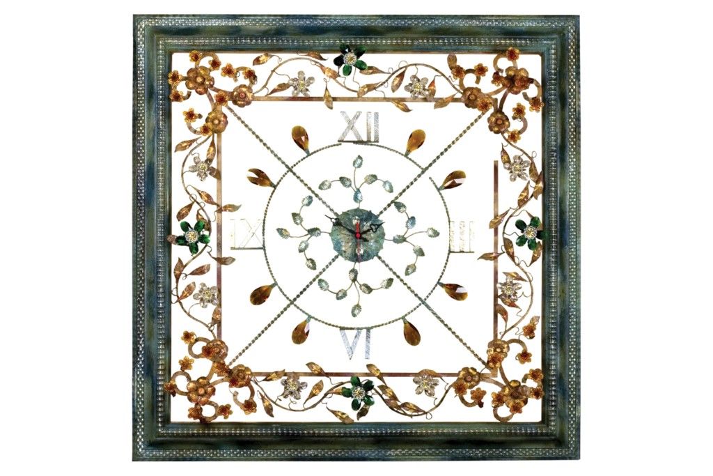 Mechini / Wall Clocks / Coloured Bohemian Crystal Orologio Quadrato