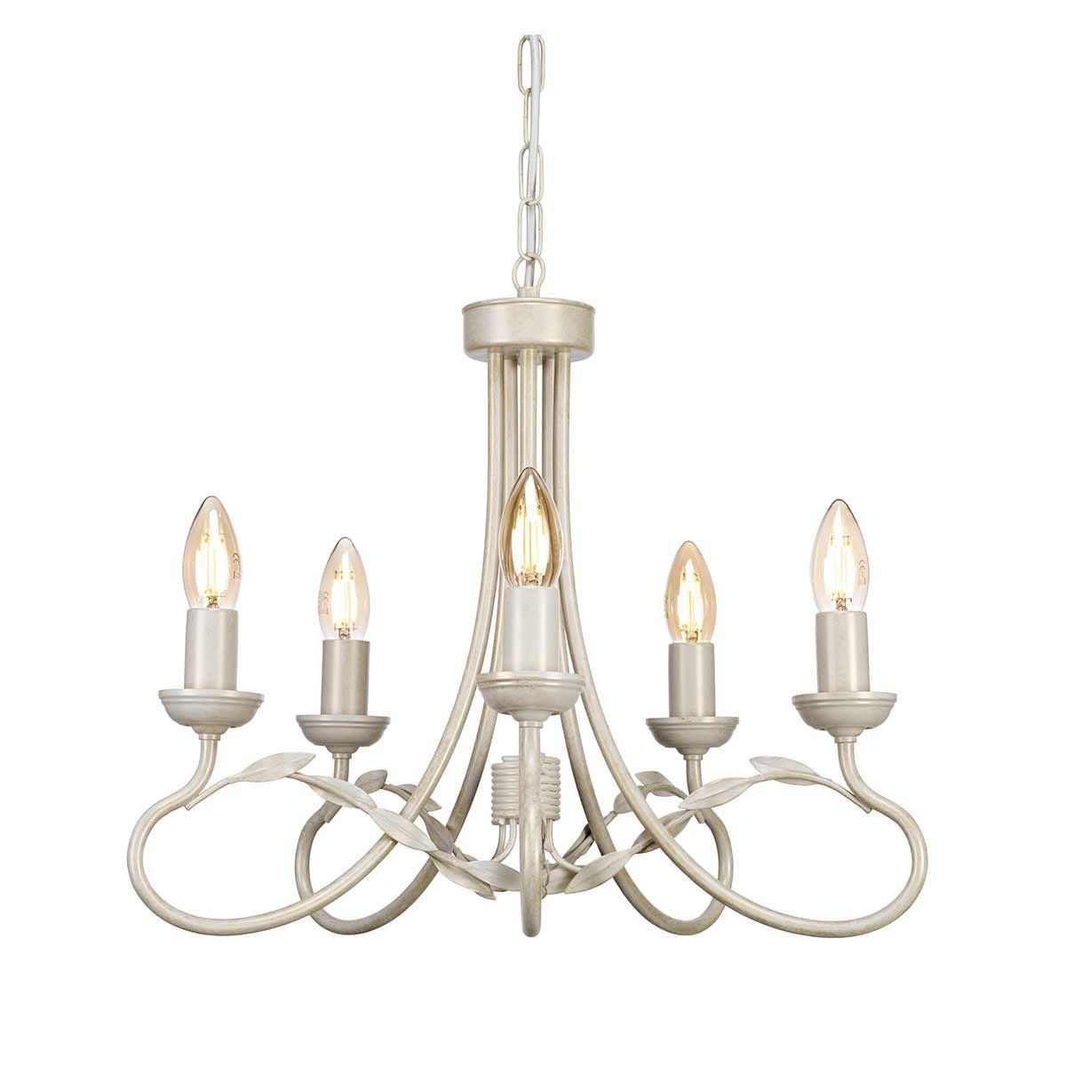 Elstead Lighting / Chandeliers / Olivia 5 Ivory & Gold Patina