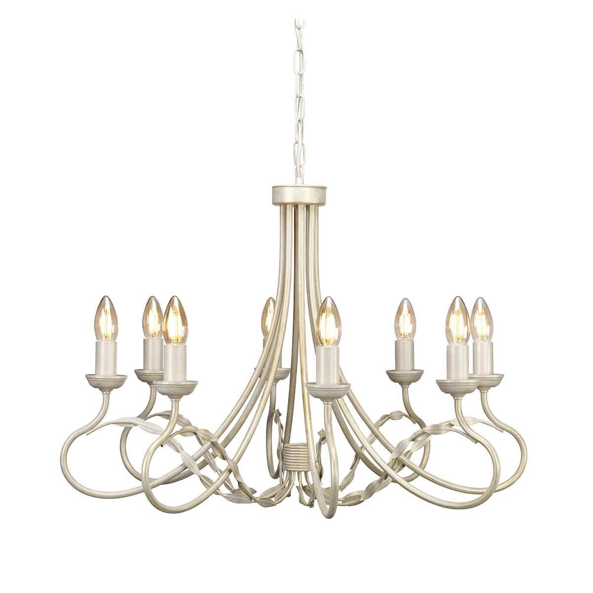 Elstead Lighting / Chandeliers / Olivia 8 Ivory & Gold Patina