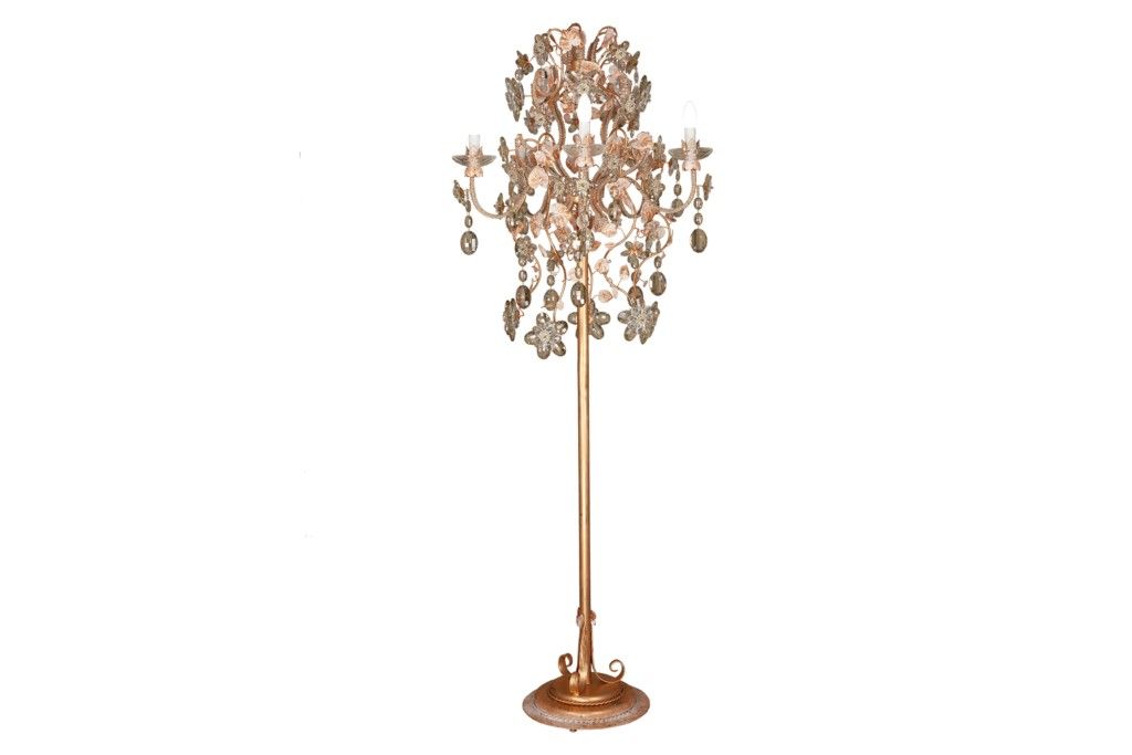 Mechini / Floor Lamps / Coloured Bohemian Crystal & Clear Pearl Banding PT296/5