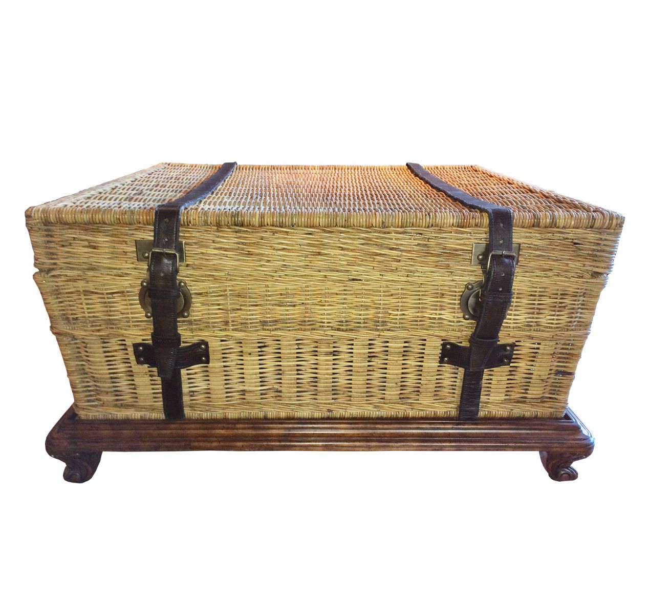 Ralph Lauren / Coffee Tables / Rattan Trunk (Chest) - on stand with Leather Straps / Marseilles