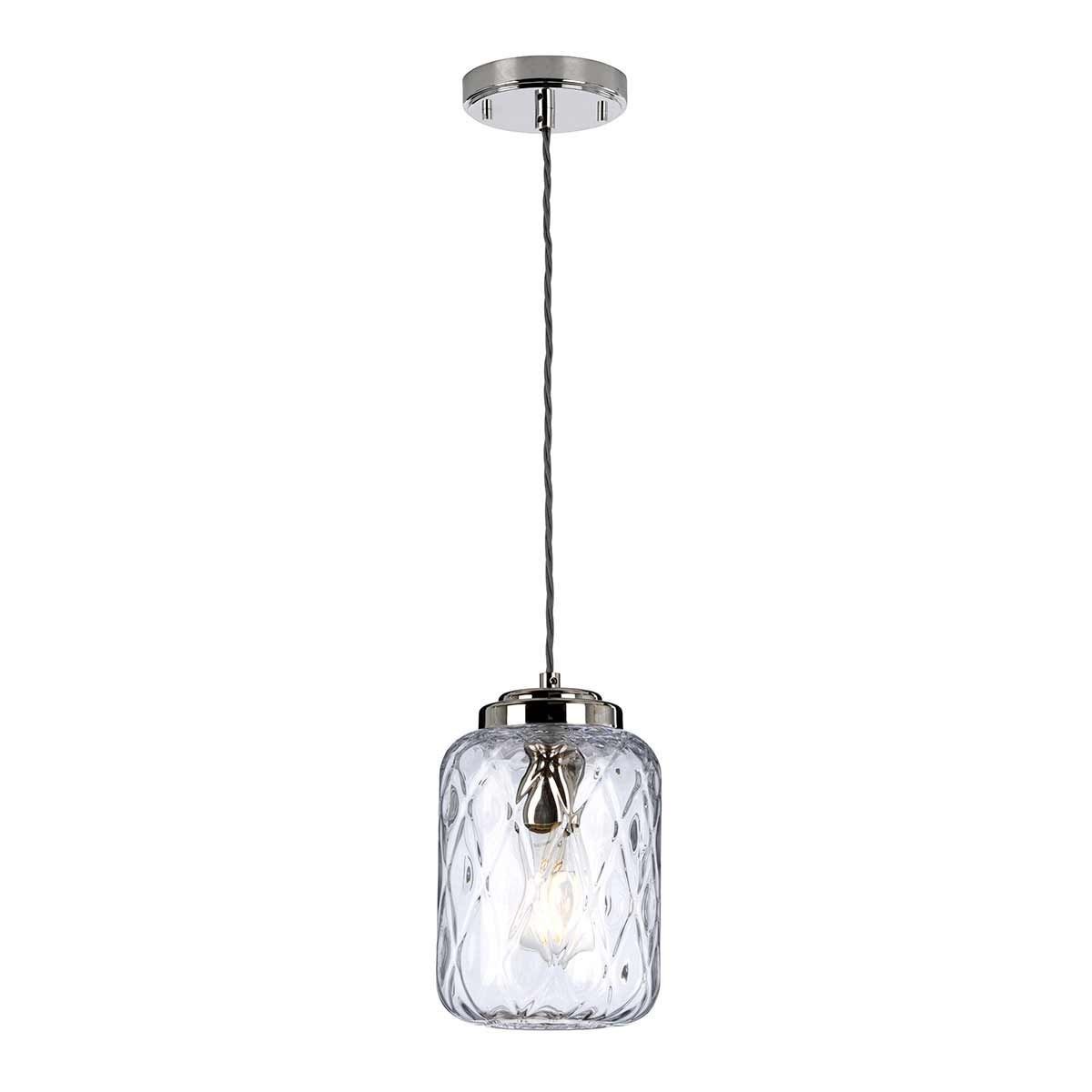 Elstead Lighting / Pendant Lights / Sola 1 Polished Nickel & Clear Glass