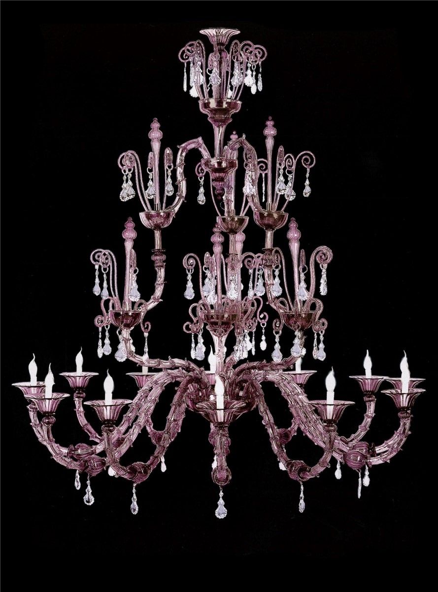 Italian Luxury Lighting / Chandeliers / Venetian Glass Violet 12-Light V7602 012 Amethyst