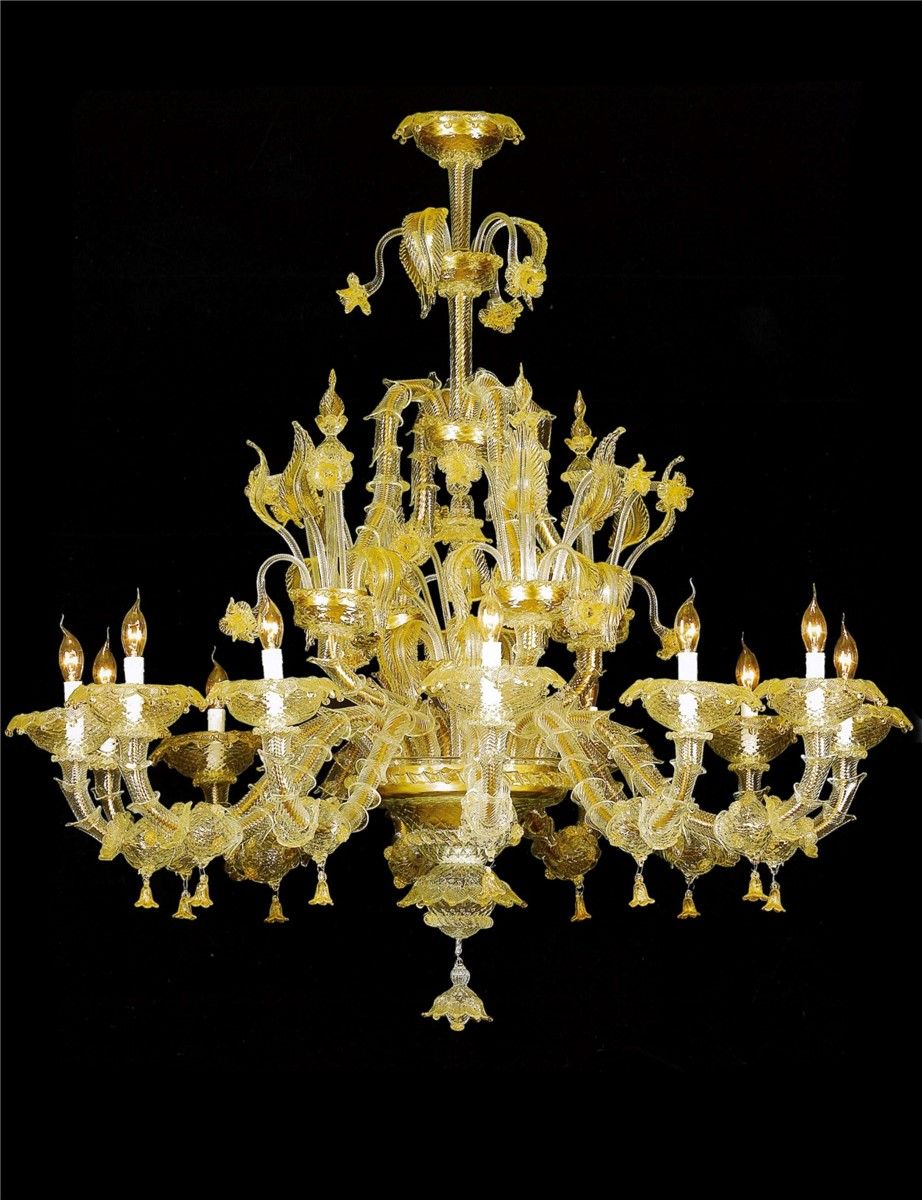 Italian Luxury Lighting / Chandeliers / Venetian Glass Gold 12-Light V7767 012