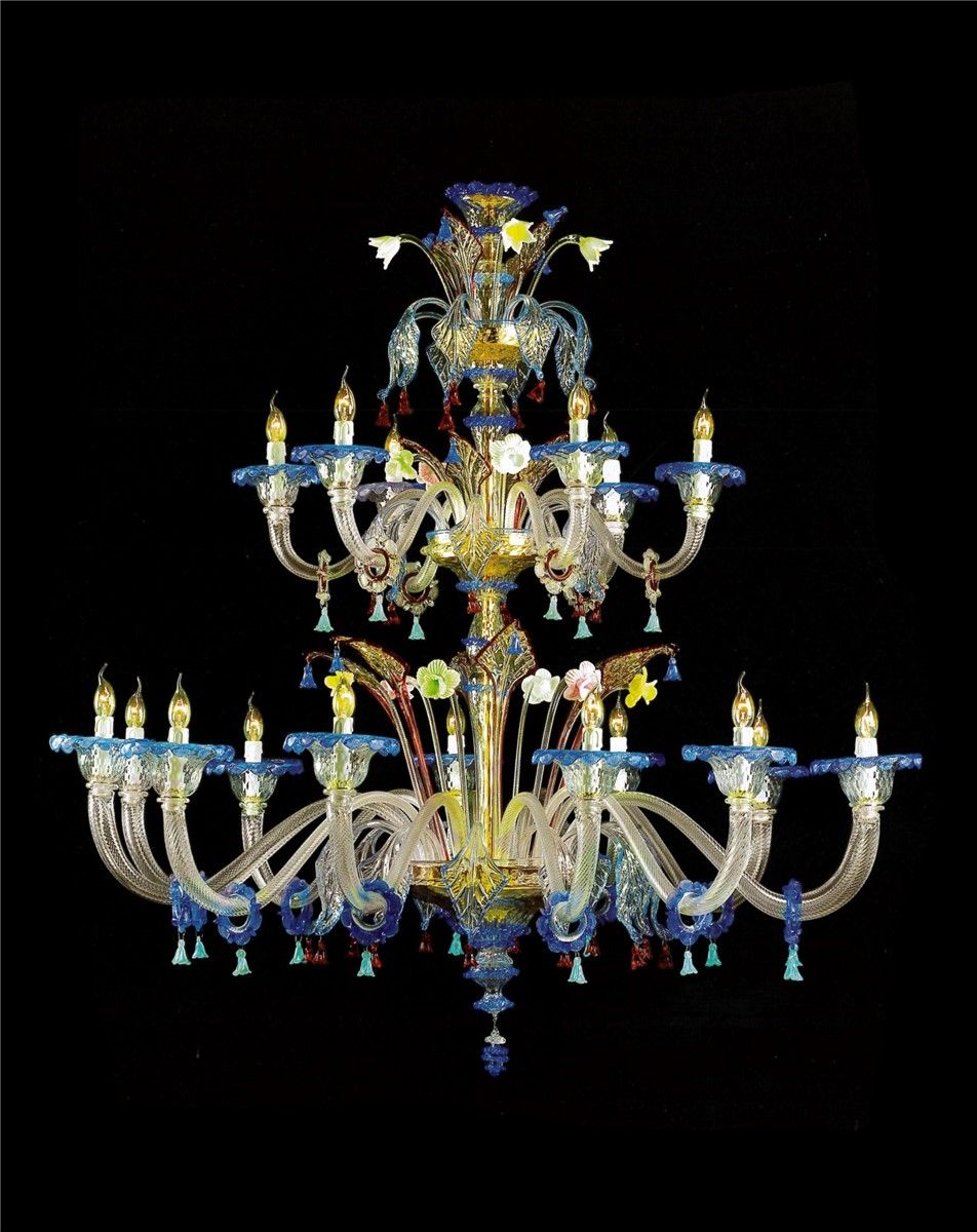 Italian Luxury Lighting / Chandeliers / Venetian Glass Multicolor 12-Light V7868 012