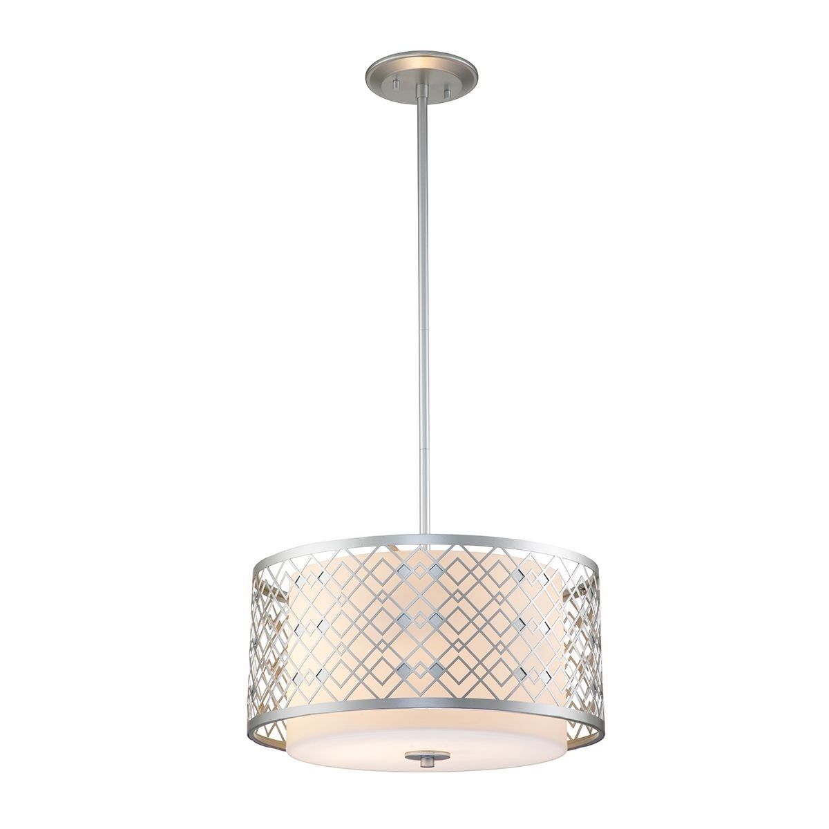 Elstead Lighting / Pendant Lights / Ziggy 2lt Medium Lacquered Silver