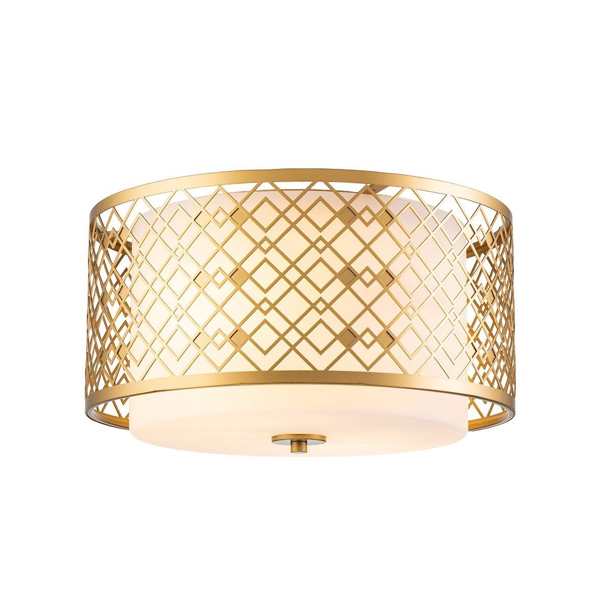 Elstead Lighting / Ceiling Lights / Ziggy 2lt Medium Flush - Lacquered Gold