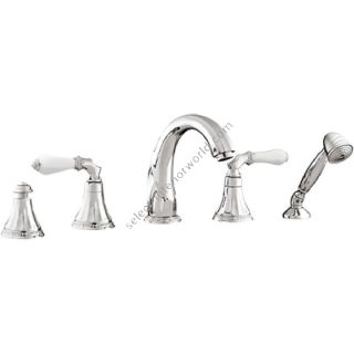 Bronces Mestre / Bath-Shower Fittings / Five holes bath set with white porcelain 058516.L00.50