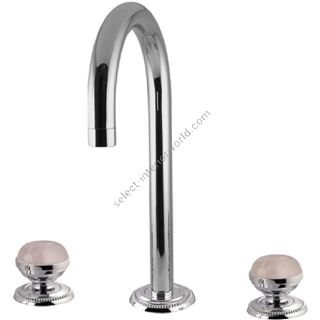 Bronces Mestre / Washbasin Fittings / Three holes basin set with pink quartz stone 072201.QTP.50
