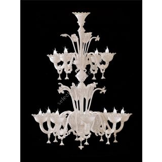 Italian Luxury Lighting / Chandeliers / Venetian Glass White 12-Light V7437 012