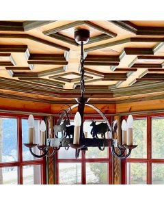 Rustic Wrought Iron Chandelier with silhouettes Wild Animals