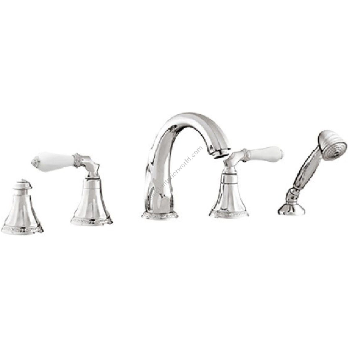 Bronces Mestre / Bath-Shower Fittings / Five holes bath set with white porcelain 058516.L00.50