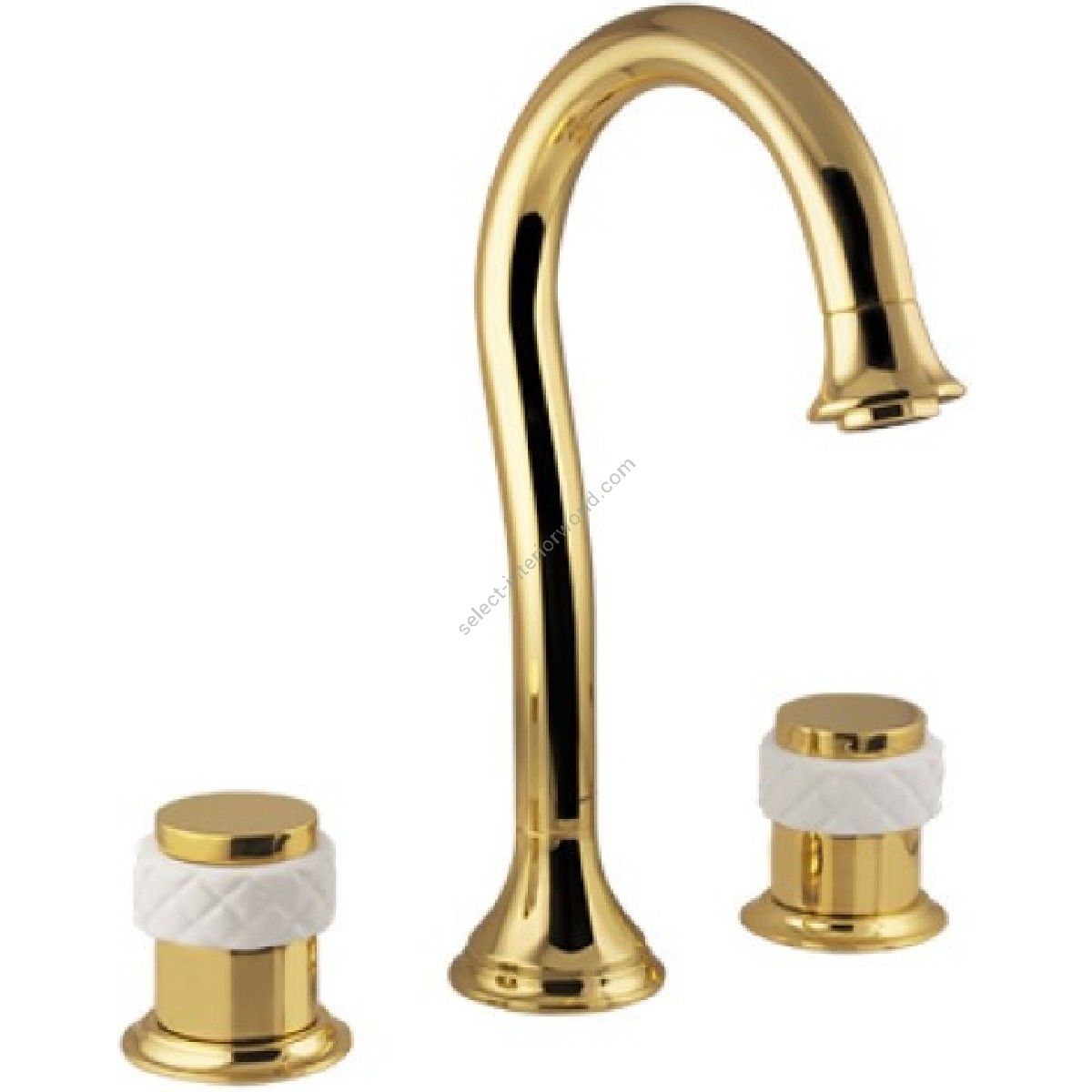 Bronces Mestre / Washbasin Fittings / Three holes basin set with white porcelain 065501.000.00