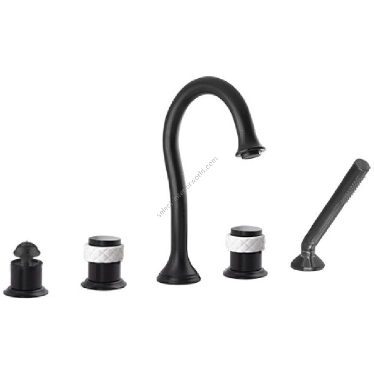 Bronces Mestre / Bath-Shower Fittings / Five holes bath set with white porcelain 065516.000.84