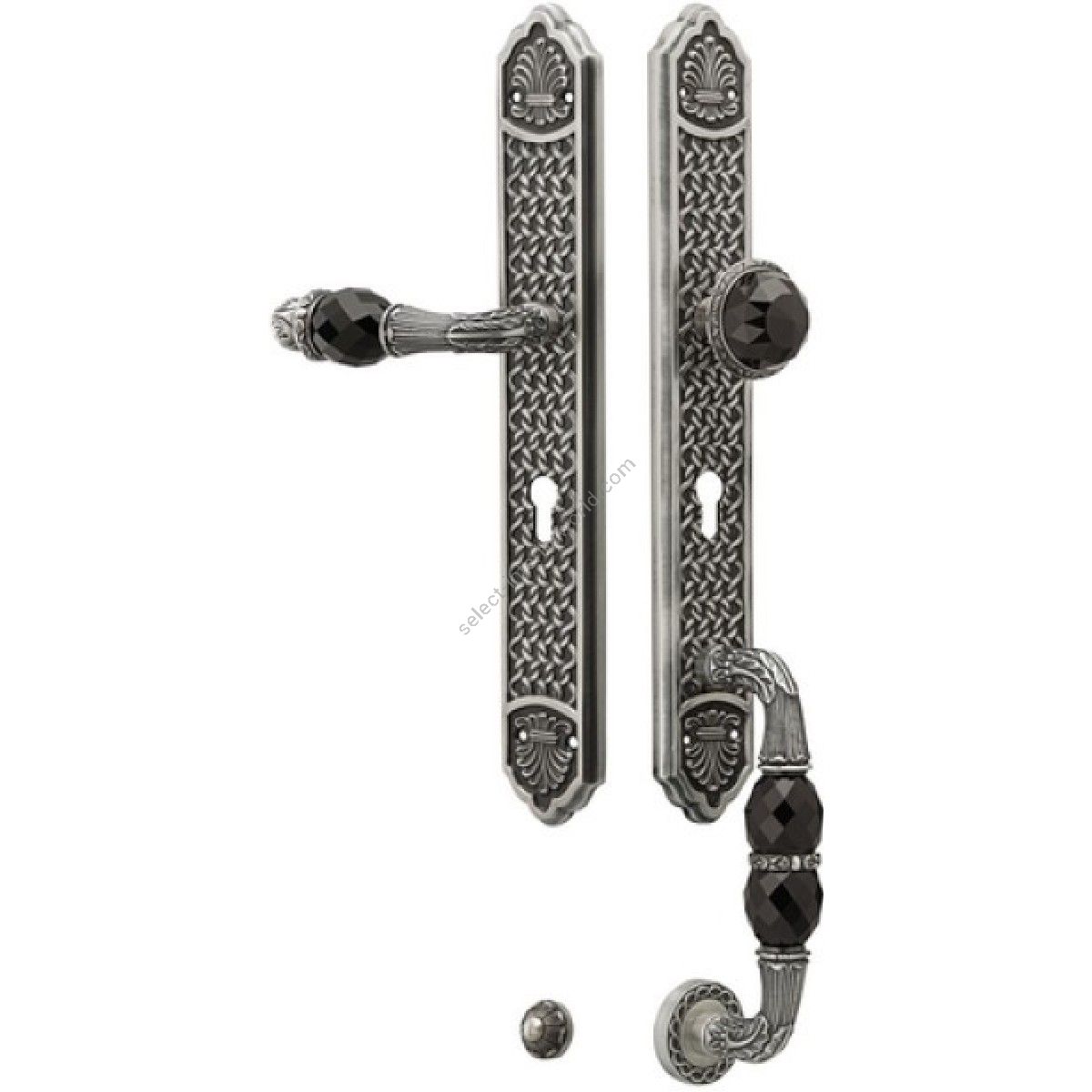 Bronces Mestre / Door Handles / Clasica set black Swarovski crystal keyhole europrofile 85mm 0J3007.SNZ85.71