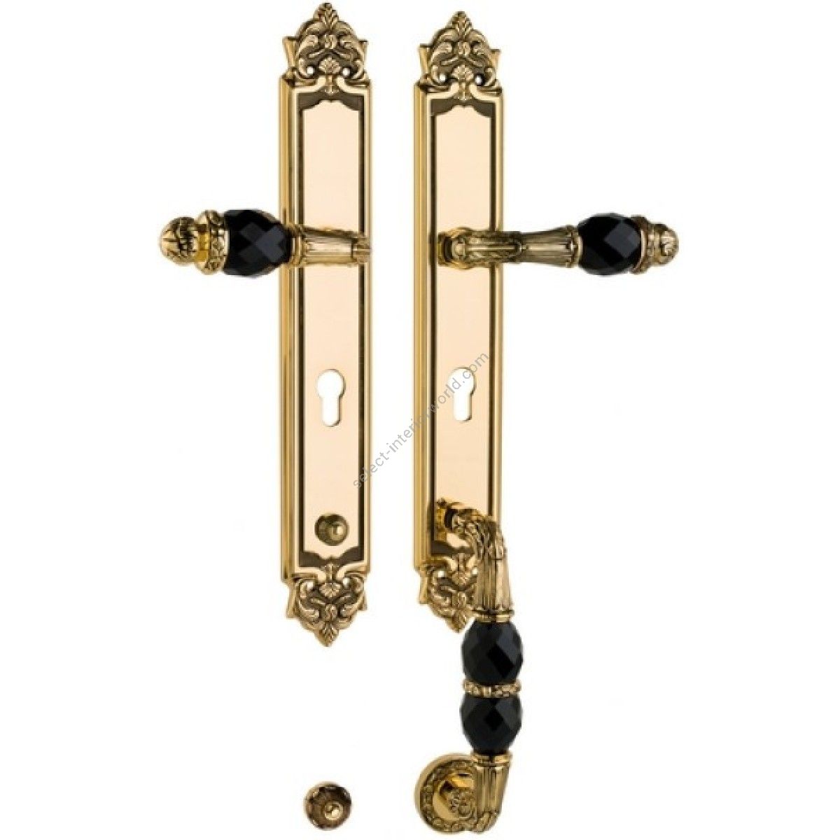 Bronces Mestre / Door Handles / Clasica set with black Swarovski crystal and europrofile 85mm 0J3705.SN85Y.34