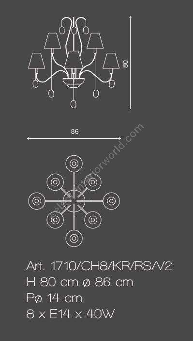 Il Paralume Marina / Chandelier / 1710/CH8/KR/RS/V2