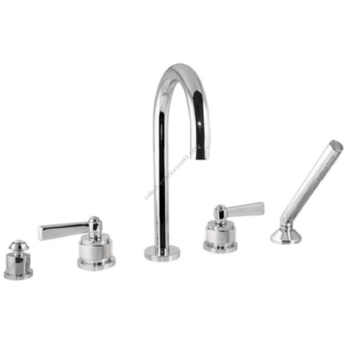 Bronces Mestre / Bath-shower fittings / Five holes bath set with handle and decorated brass ring 271016.PP0.50